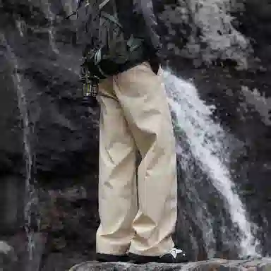 王者荣耀 美式褶皱户外爬山运动徒步宽松舒适透气时尚百搭直筒休闲裤 标语款 男女同款