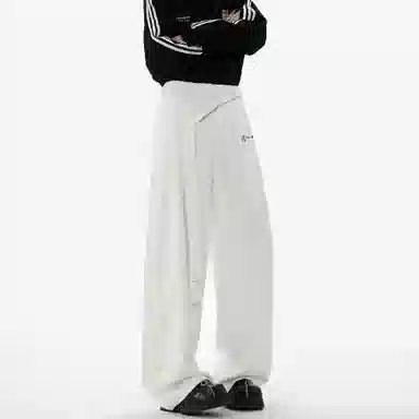 王者荣耀 美式高街纯色直筒垂感长裤宽松舒适痞帅青少年休闲百搭时尚潮牌西装裤 标语款 男女同款