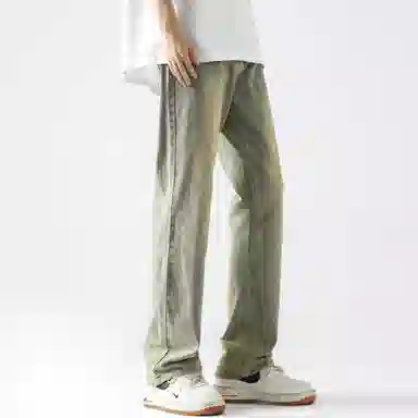 王者荣耀 美式水洗做旧自然落色舒适宽松牛仔裤 男女同款