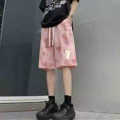 王者荣耀 美式复古扎染脏脏五分裤宽松舒适透气居家户外运动通勤青少年高颜值大码百搭时尚休闲短裤 男女同款