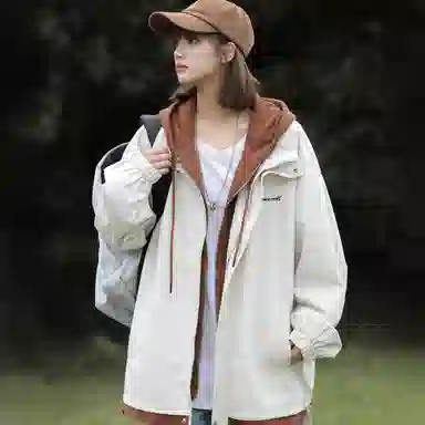 王者荣耀 鲁班七号星空梦想款 美式复古学院风连帽假两件拼接撞色创意字母宽松基础款山系户外休闲日常百搭舒适夹克外套 男女同款