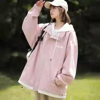 王者荣耀 鲁班七号星空梦想款 美式复古高街假两件基础款撞色拼接连帽长袖高级感户外运动休闲宽松通勤百搭外套夹克 男女同款