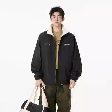 王者荣耀 美式复古撞色翻领外套宽松舒适少年感学院风休闲运动百搭时尚教练夹克衫 梦奇款 男女同款