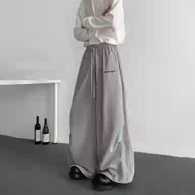 王者荣耀 美式阔腿褶皱伞兵运动休闲裤时尚百搭高街痞帅少年感宽松舒适透气西装裤 标语款 男女同款