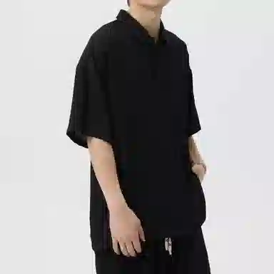 王者荣耀 鲁班七号款美式复古冰丝褶皱薄款宽松舒适亲肤高街透气慵懒感夏威夷沙滩垂感直筒短袖衬衫 男女同款