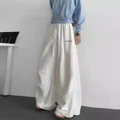 王者荣耀 美式阔腿褶皱伞兵运动休闲裤时尚百搭高街痞帅少年感宽松舒适透气西装裤 标语款 男女同款