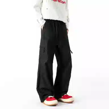 王者荣耀 花木兰款 简约百搭工装慵懒风签字体纯色经典多口袋抽绳舒适运动户外通勤中腰系带休闲裤 男女同款