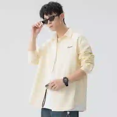 王者荣耀 经典翻领条纹长袖小众休闲简约设计字母印花美式街头复古潮流时尚通勤日常百搭宽松舒适慵懒氛围感无性别主义学院风衬衫 男女同款