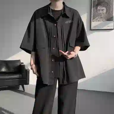 王者荣耀 鲁班七号款 美式复古街头宽松舒适柔软亲肤无性别主义设计感休闲短袖衬衫 男女同款