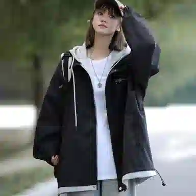 王者荣耀 鲁班七号星空梦想款 美式复古学院风连帽假两件拼接撞色创意字母宽松基础款山系户外休闲日常百搭舒适夹克外套 男女同款