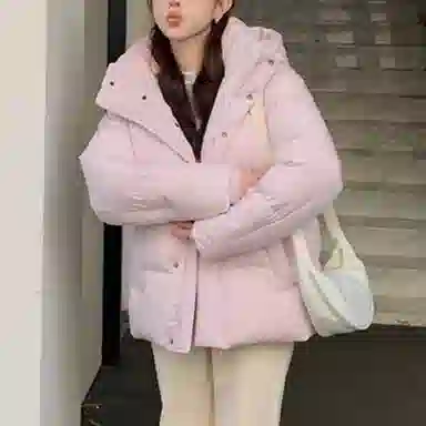 兰缪 白鸭绒短款冬季蓬松轻盈韩版高级感简约设计感保暖时尚日常通勤潮流百搭宽松闺蜜装厚外套羽绒服 女款