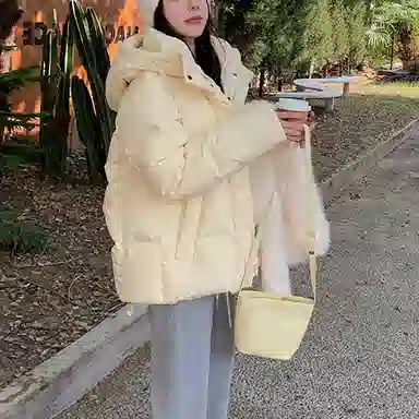 兰缪 白鸭绒蓬松保暖短款冬季时尚高级感简约日常通勤潮流百搭设计感宽松闺蜜装厚外套羽绒服 女款