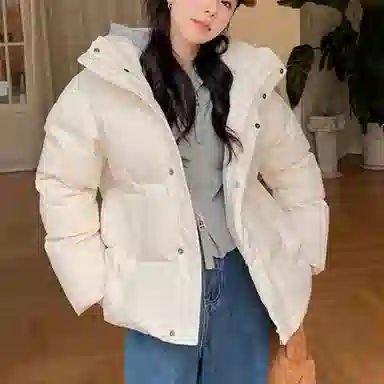 兰缪 白鸭绒蓬松保暖短款冬季时尚高级感简约日常通勤潮流百搭设计感宽松闺蜜装厚外套羽绒服 女款