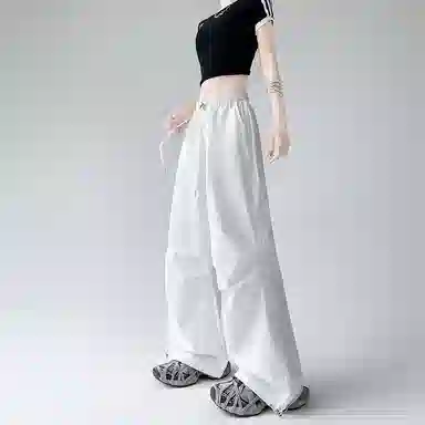 兰缪 高腰宽松女夏季薄款美式速干运动裤休闲直筒阔腿伞兵登山裤工装裤 女款