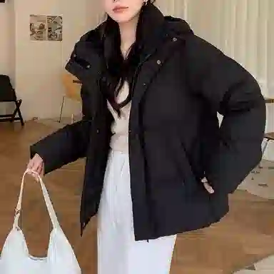 兰缪 白鸭绒蓬松保暖短款冬季时尚高级感简约日常通勤潮流百搭设计感宽松闺蜜装厚外套羽绒服 女款