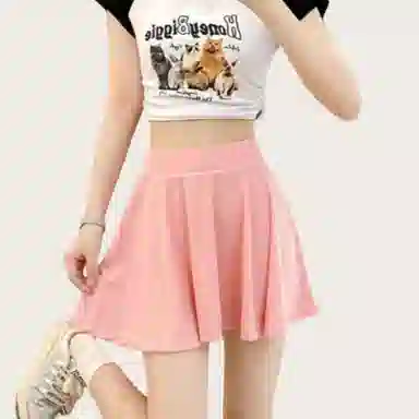 兰缪 百褶半身裙高腰收腹休闲短裙 女款