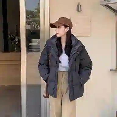 兰缪 白鸭绒蓬松保暖短款冬季时尚高级感简约日常通勤潮流百搭设计感宽松闺蜜装厚外套羽绒服 女款