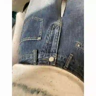 兰缪 美式高腰显瘦复古毛边秋季宽松遮肉百搭设计感拖地阔腿牛仔裤 女款