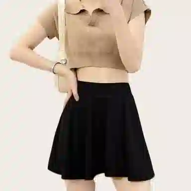 兰缪 百褶半身裙高腰收腹休闲短裙 女款