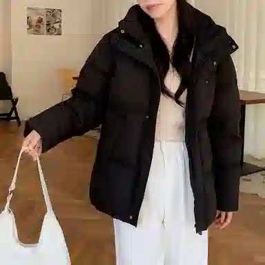 兰缪 白鸭绒蓬松保暖短款冬季时尚高级感简约日常通勤潮流百搭设计感宽松闺蜜装厚外套羽绒服 女款