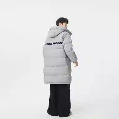 金贝勒 美式高街简约字母印花宽松连帽百搭保暖羽绒服 男女同款