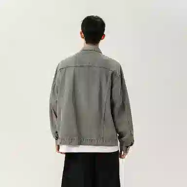 金贝勒 美式高街涂鸦字母印花复古水洗做旧痞帅潮流单排扣翻领慵懒学院无性别主义宽松百搭日常通勤牛仔外套 男女同款
