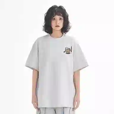 金贝勒 美式高街卡通动漫圆领落肩宽松短袖中腰系带短裤休闲运动套装 男女同款
