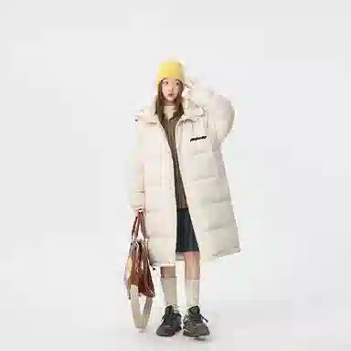 金贝勒 美式高街简约字母印花宽松连帽百搭保暖羽绒服 男女同款