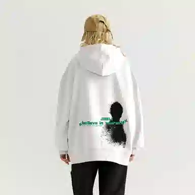 金贝勒 素描图案字母印花简约宽松落肩拉链开衫卫衣 男女同款