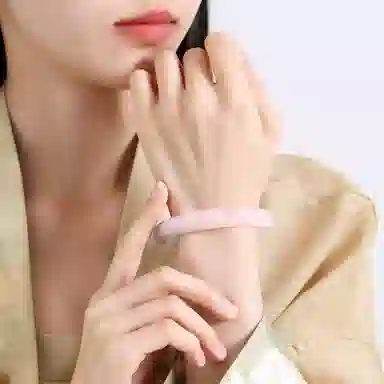 骊碧 国风设计渐变粉 温柔圆条西柚色马粉镯子精美粉少女心 水晶 手镯 女