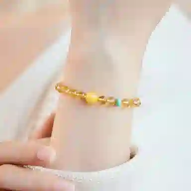 骊碧 【旺财聚财】高级感串珠收藏级仿黄水晶甄选天然转运高档浪漫有意义 周年仪式感 琉璃 手串 男女同款情侣款