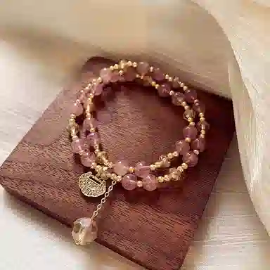 骊碧 香港轻奢双层时尚甜美微镶富贵锁高档浪漫有意义 表白仪式感 仿水晶 手串 女款