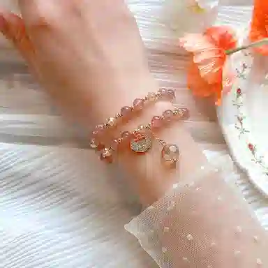 骊碧 香港轻奢双层时尚甜美微镶富贵锁高档浪漫有意义 表白仪式感 仿水晶 手串 女款