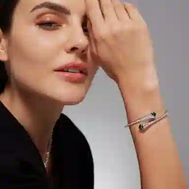 骊碧 极简风 锆石 手镯 女款 白色