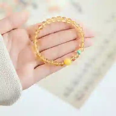 骊碧 【旺财聚财】高级感串珠收藏级仿黄水晶甄选天然转运高档浪漫有意义 周年仪式感 琉璃 手串 男女同款情侣款