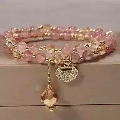 骊碧 香港轻奢双层时尚甜美微镶富贵锁高档浪漫有意义 表白仪式感 仿水晶 手串 女款