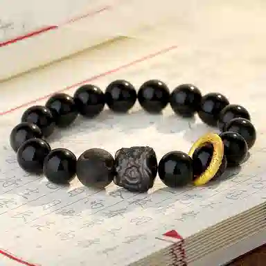 骊碧 新中式醒狮 国潮风小众 黑曜石 手串 男女同款情侣款