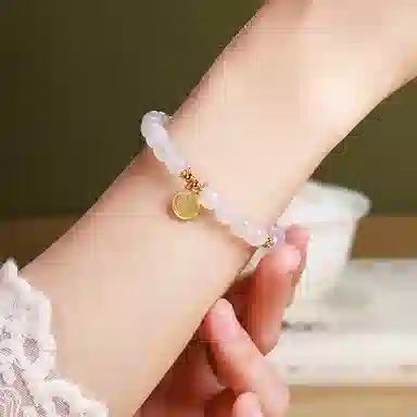 骊碧 蕙质兰心兰花圆牌新中式小众高级感天然 玉髓 手串 女款