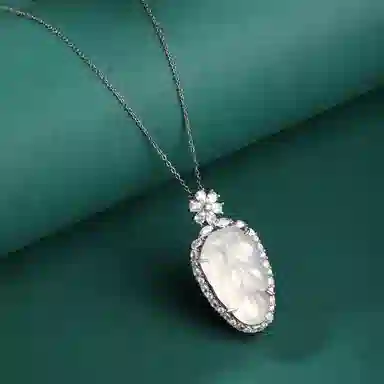 骊碧 金枝玉叶 新中式国潮风轻奢高级感小众设计可调节锁骨链 玉髓 项链 女款