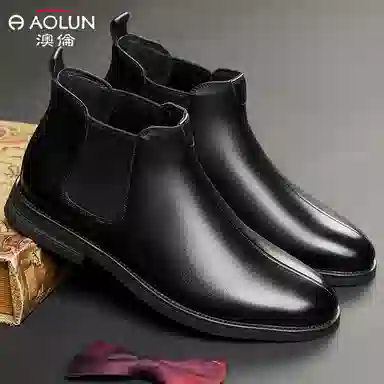 澳伦 头层牛皮 软皮舒适 及踝 切尔西靴 男款 棕色