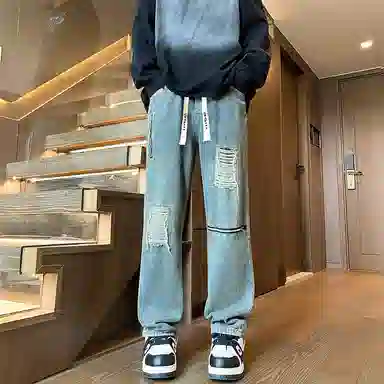 GWAF Distressed High Waist Loose Fit Jeans