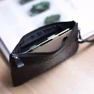 VIHUS Woven Long Leather Wallet Black