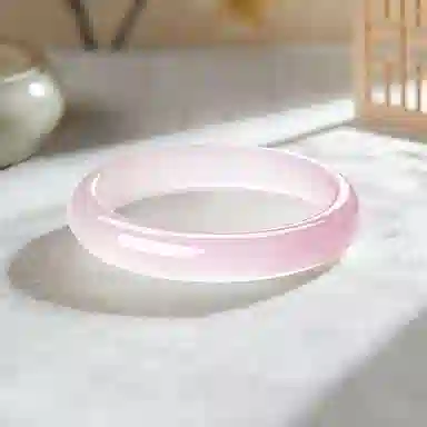 北京黄金 渐变粉 新中式国风设计 清冷高级氛围感穿搭 简约日常百搭通勤 玉髓 手镯 女款