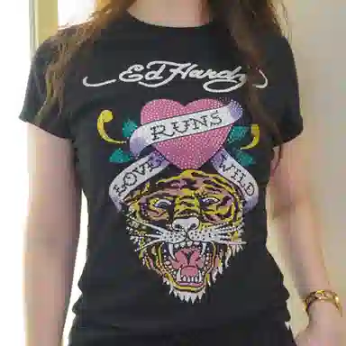 Ed Hardy Tiger Heart Swarovski T-Shirt SS24