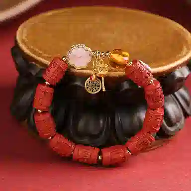 布达拉宫 福气满满六字真言转经筒锦上添花平安喜乐 朱砂 手串 男女同款情侣款