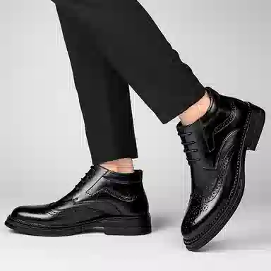 八哥 牛皮头层牛皮 英伦风 复古经典 加绒保暖 短靴 男款