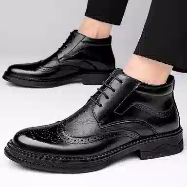 八哥 牛皮头层牛皮 英伦风 复古经典 加绒保暖 短靴 男款