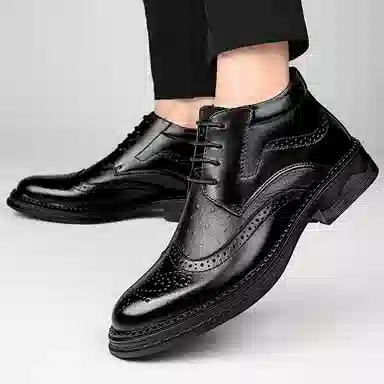 八哥 牛皮头层牛皮 英伦风 复古经典 加绒保暖 短靴 男款