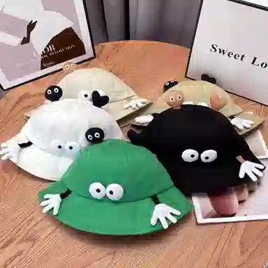 豹了个猫 可爱小怪兽百搭遮阳防晒 棉 渔夫帽 男女同款情侣款