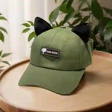 豹了个猫 可爱耳朵飞行员墨镜 个性百搭大头围 棉质 鸭舌帽 男女同款情侣款